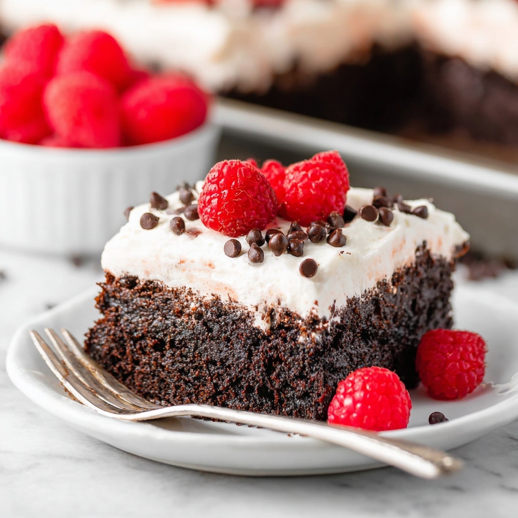 Raspberry Chambord Chocolate Poke Cake Recipe - Recipe Image