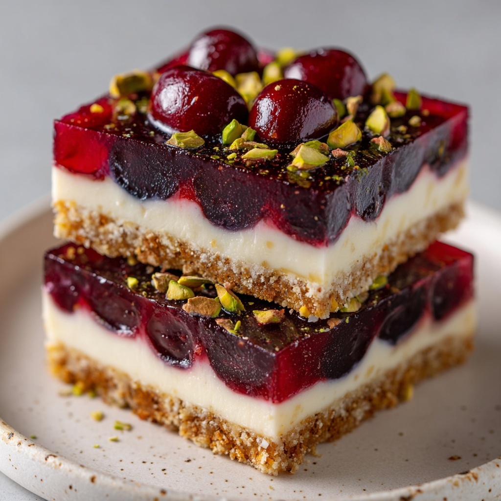 Cherry Pistachio Cheesecake Bars Recipe - Recipe Image