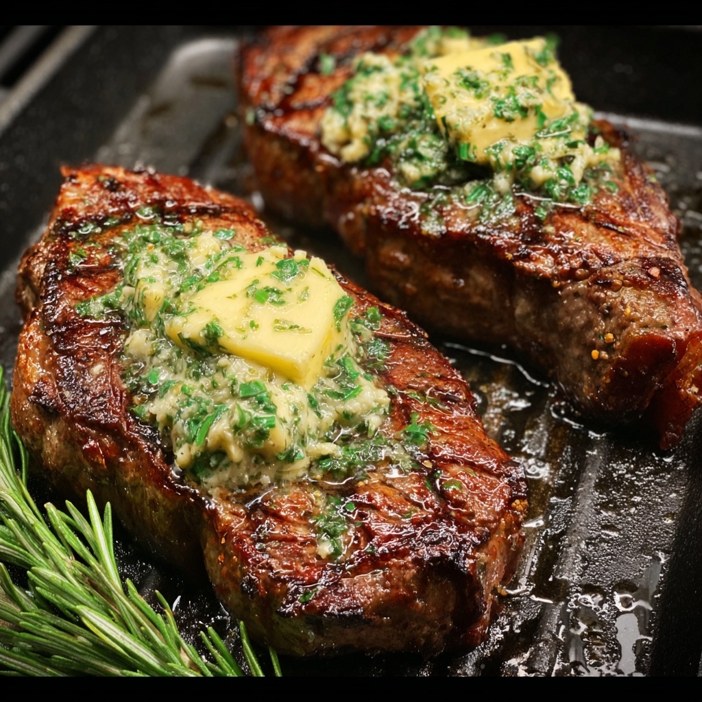 Air Fryer Ribeye Steak with Garlic Butter Recipe - Recipe Image