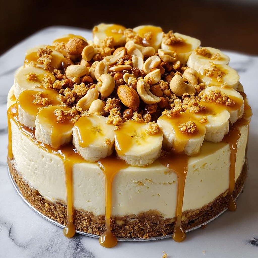 Banana Caramel Peanut Butter Cheesecake Recipe - Recipe Image