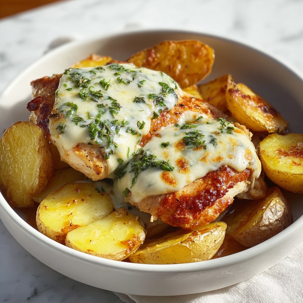 Skillet Garlic Parmesan Chicken with Crispy Potatoes Recipe - Recipe Image