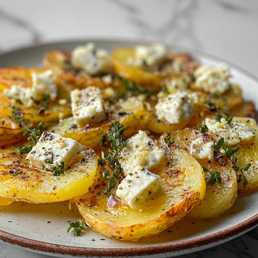 Roasted Potatoes with Baked Feta and Garlic Recipe - Recipe Image