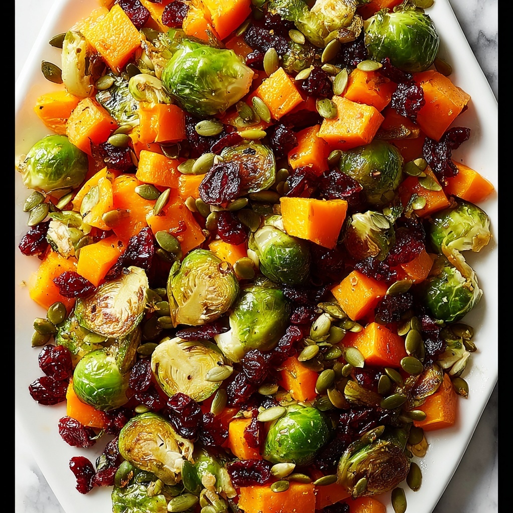 Roasted Brussels Sprouts Salad with Maple Butternut Squash, Pumpkin Seeds, and Cranberries Recipe - Recipe Image