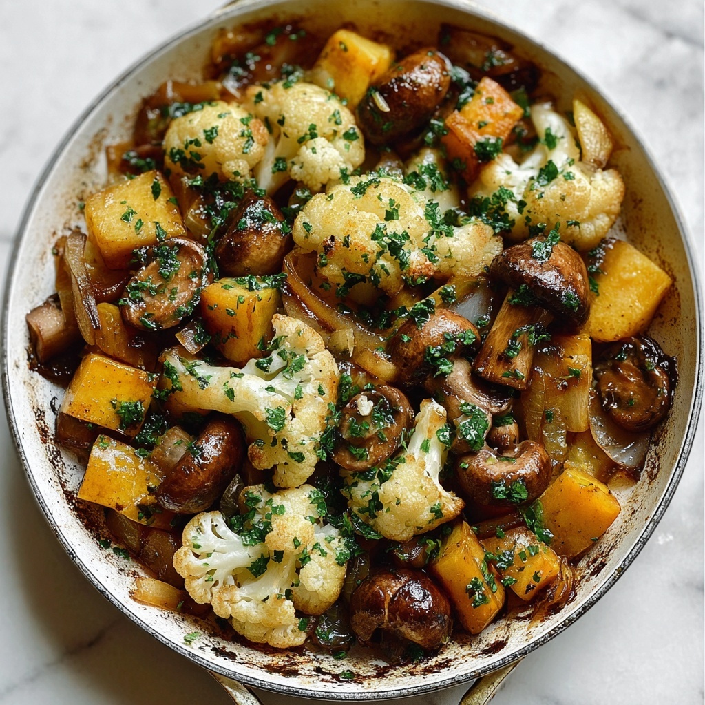Garlic Mushrooms Cauliflower Skillet Recipe - Recipe Image