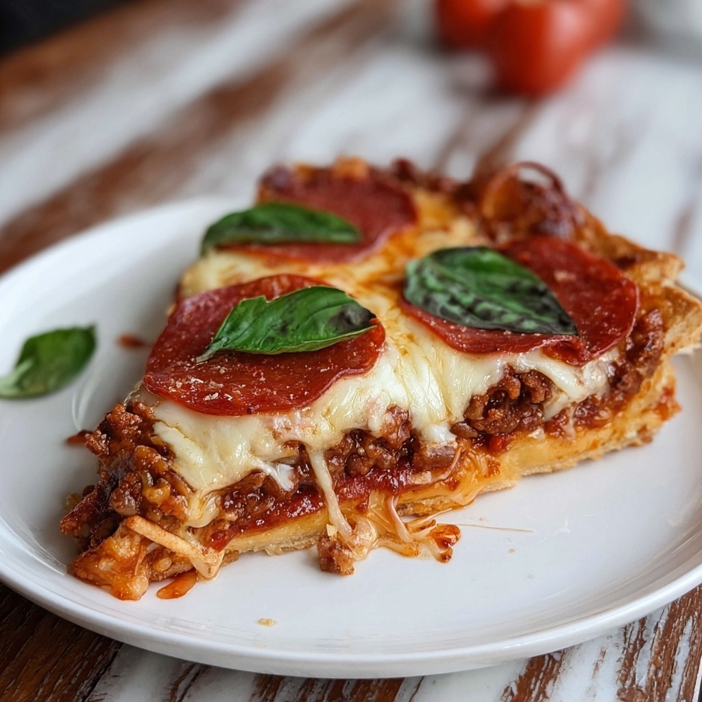 Hearty Pizza Casserole Pie Recipe - Recipe Image