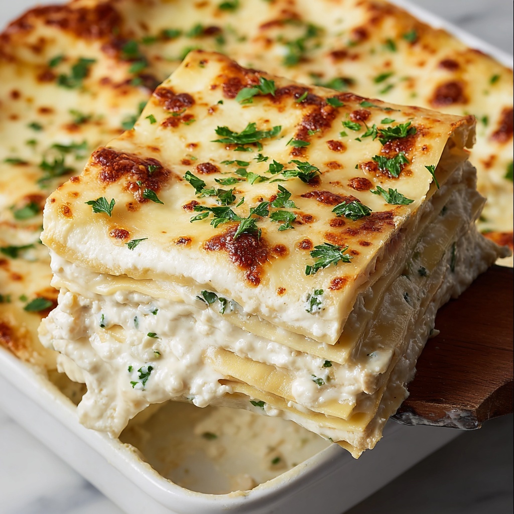 Cheesy Chicken Alfredo Lasagna Recipe - Recipe Image