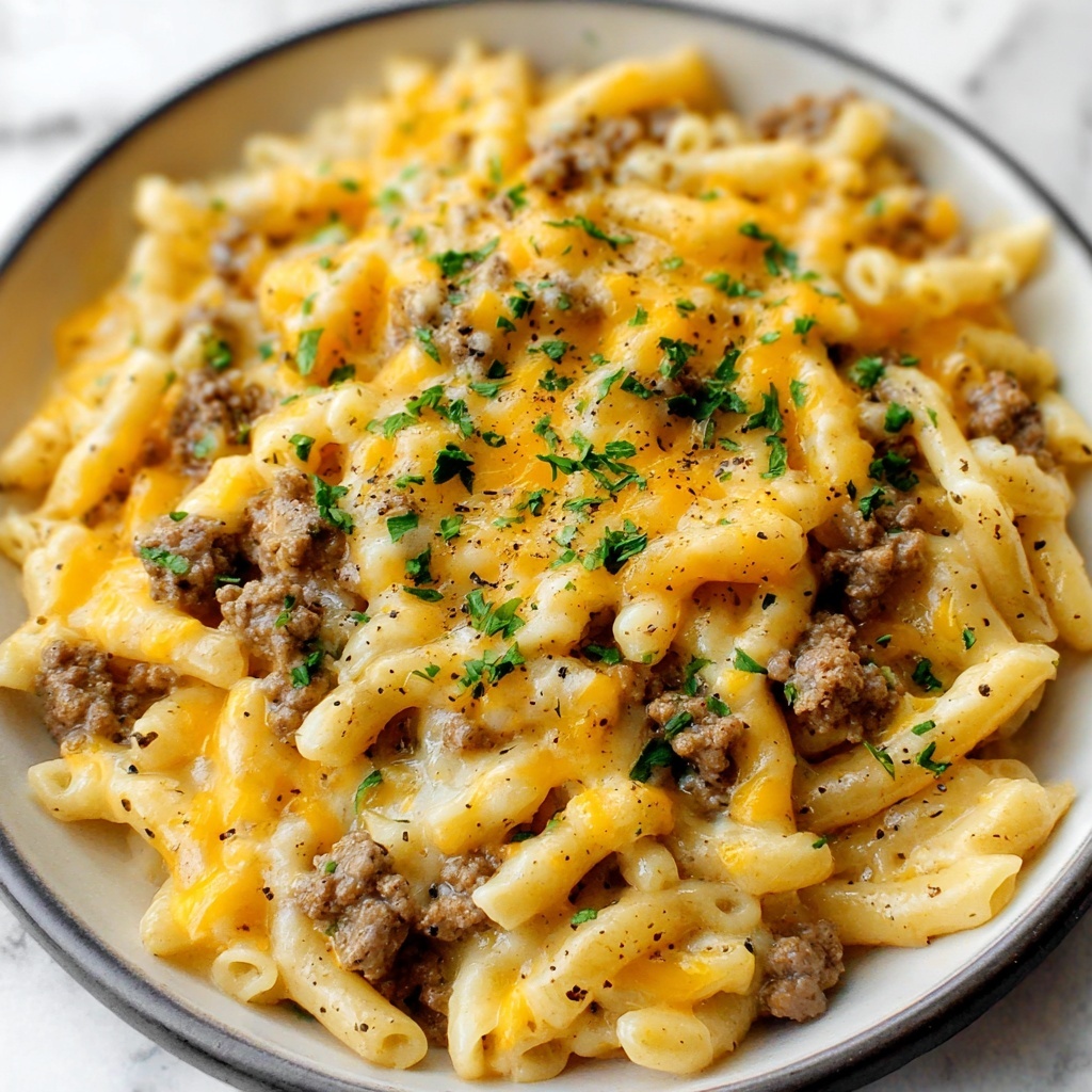 Loaded Cheeseburger Alfredo Pasta Recipe - Recipe Image