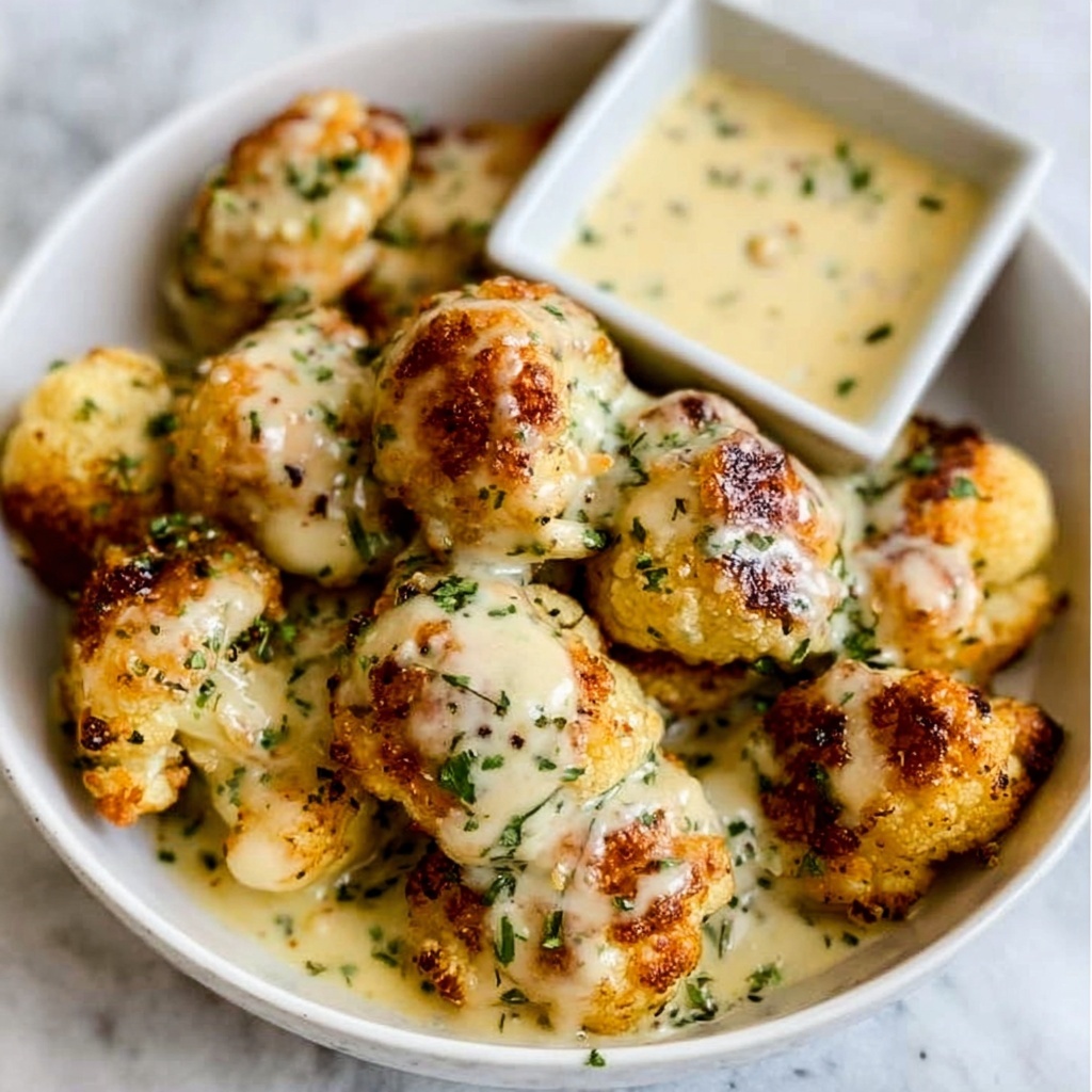 Garlic Butter Parmesan Chicken Bites with Creamy Herb Sauce Recipe - Recipe Image