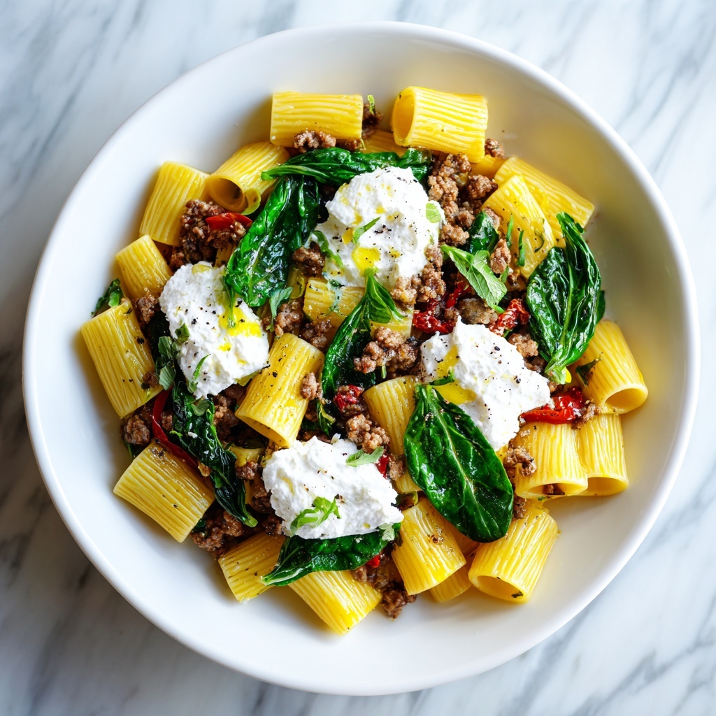 One Pot Lemony Pasta with Sausage, Broccoli Rabe, and Burrata Recipe - Recipe Image