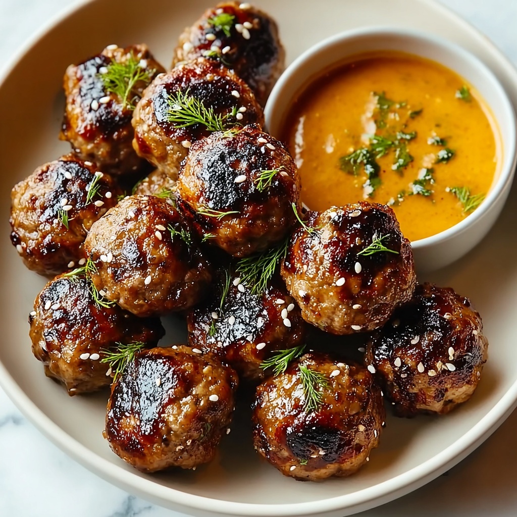 Korean BBQ Meatballs with Spicy Mayo Dip Recipe - Recipe Image