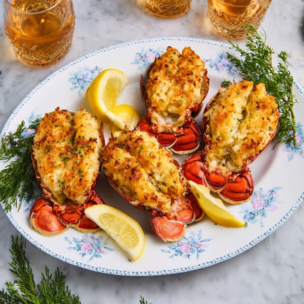 Crab Stuffed and Baked Lobster Tails Recipe - Recipe Image