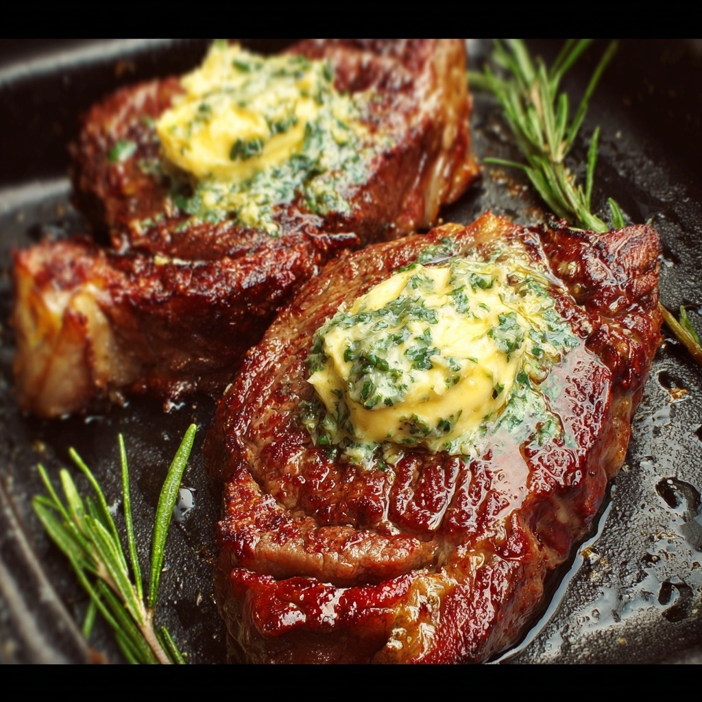 Air Fryer Ribeye Steak with Garlic Butter Recipe - Recipe Image