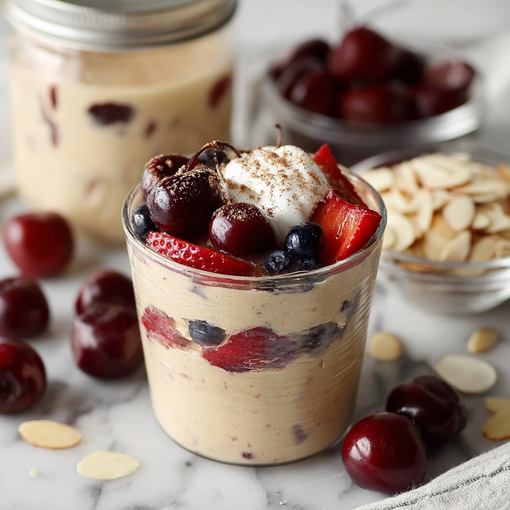 Berry Cherry Almond Overnight Oats Recipe - Recipe Image