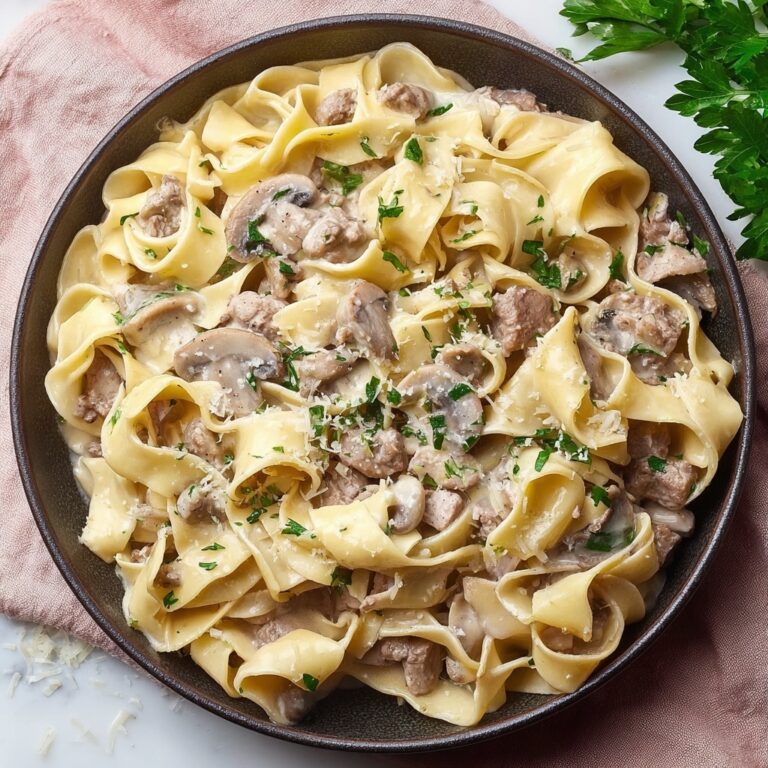 Creamy Ground Beef Alfredo Pasta Recipe