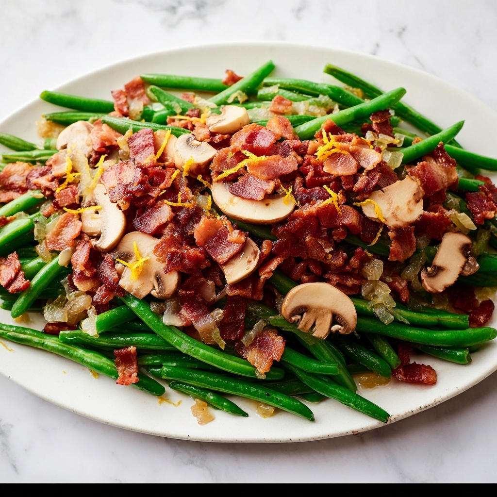 Lemon Almond Green Beans with Crispy Bacon Recipe - Recipe Image