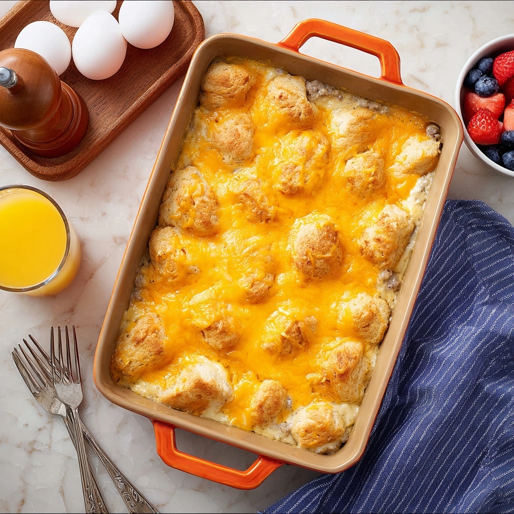 Biscuits and Gravy Breakfast Casserole Recipe - Recipe Image