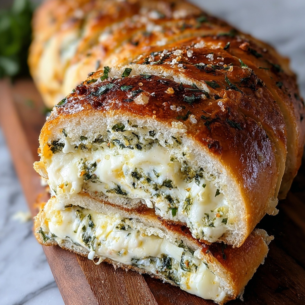 Cheesy Spinach Stuffed Bread Recipe - Recipe Image