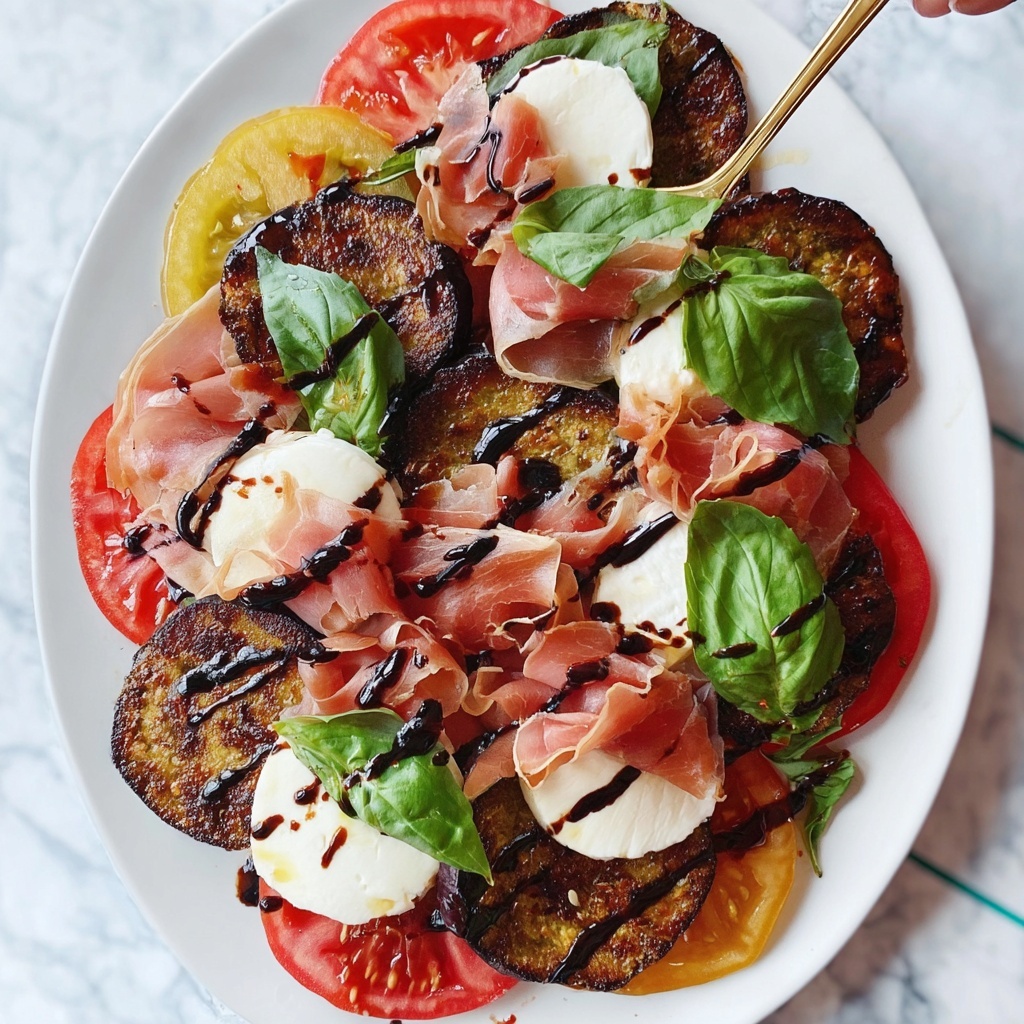 Crispy Eggplant Caprese Salad with Prosciutto Recipe - Recipe Image