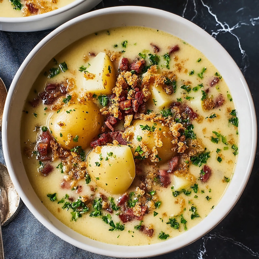 Creamy Loaded Potato Soup with Crispy Beef Ham Recipe - Recipe Image