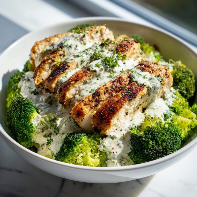 Grilled Chicken Broccoli Bowls with Creamy Garlic Sauce Recipe
