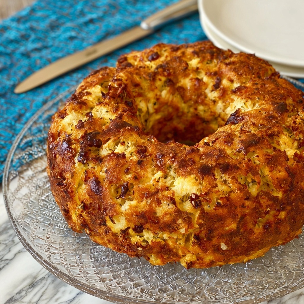 Cheesy Breakfast Bundt Cake with Bacon and Eggs Recipe - Recipe Image