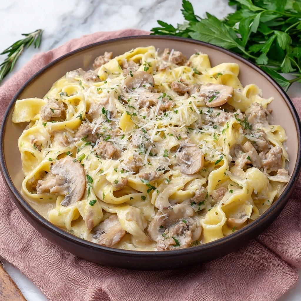 Creamy Ground Beef Alfredo Pasta Recipe - Recipe Image