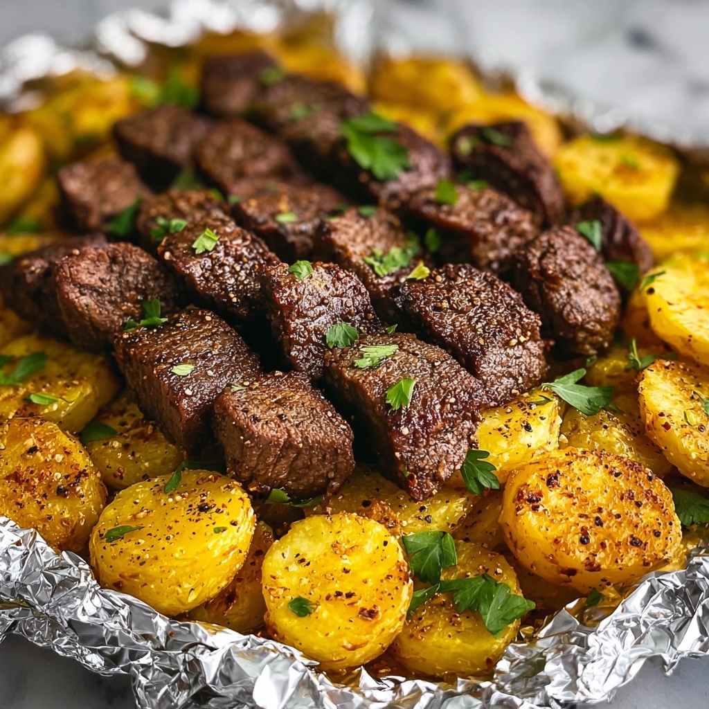 Garlic Steak and Potato Foil Packs Recipe - Recipe Image