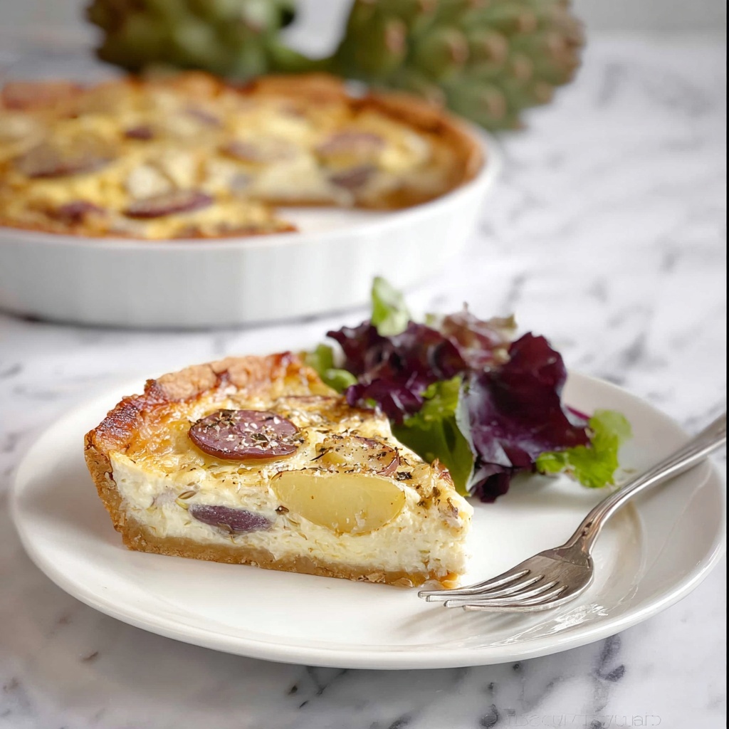 Potato, Goat Cheese, and Artichoke Quiche Recipe - Recipe Image