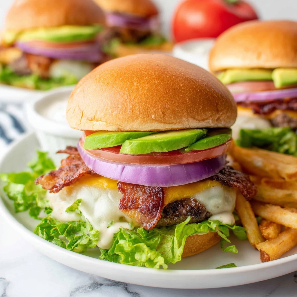 California Burger with Avocado, Tomato, and Cheddar Recipe - Recipe Image