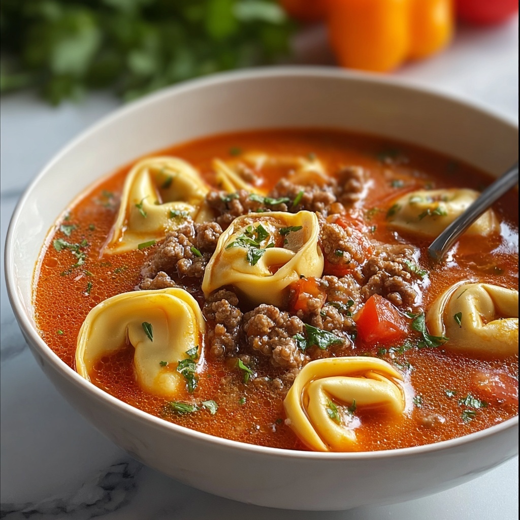 Slow Cooker Tomato Tortellini Soup Recipe - Recipe Image