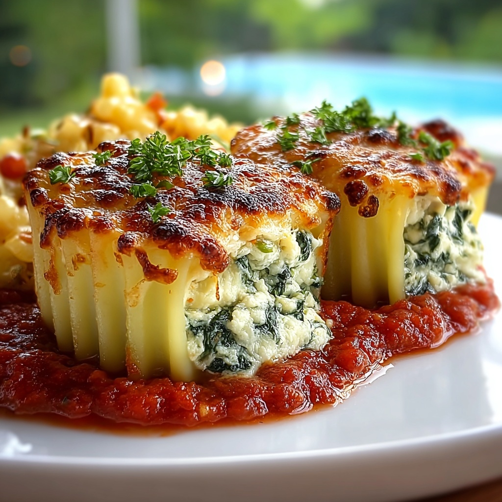 Spinach and Ricotta Stuffed Manicotti - Recipe Image