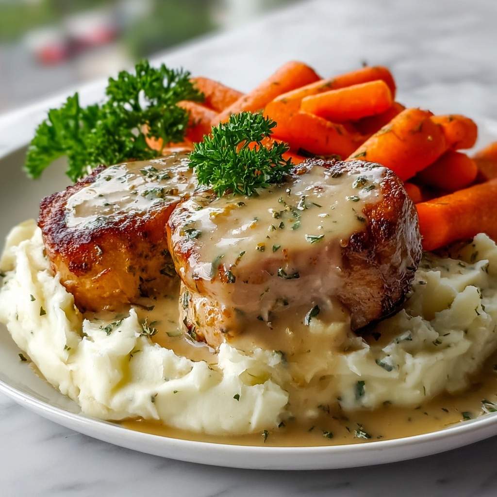 Creamy Herb Chicken Thighs with Carrots & Mashed Potatoes Recipe - Recipe Image