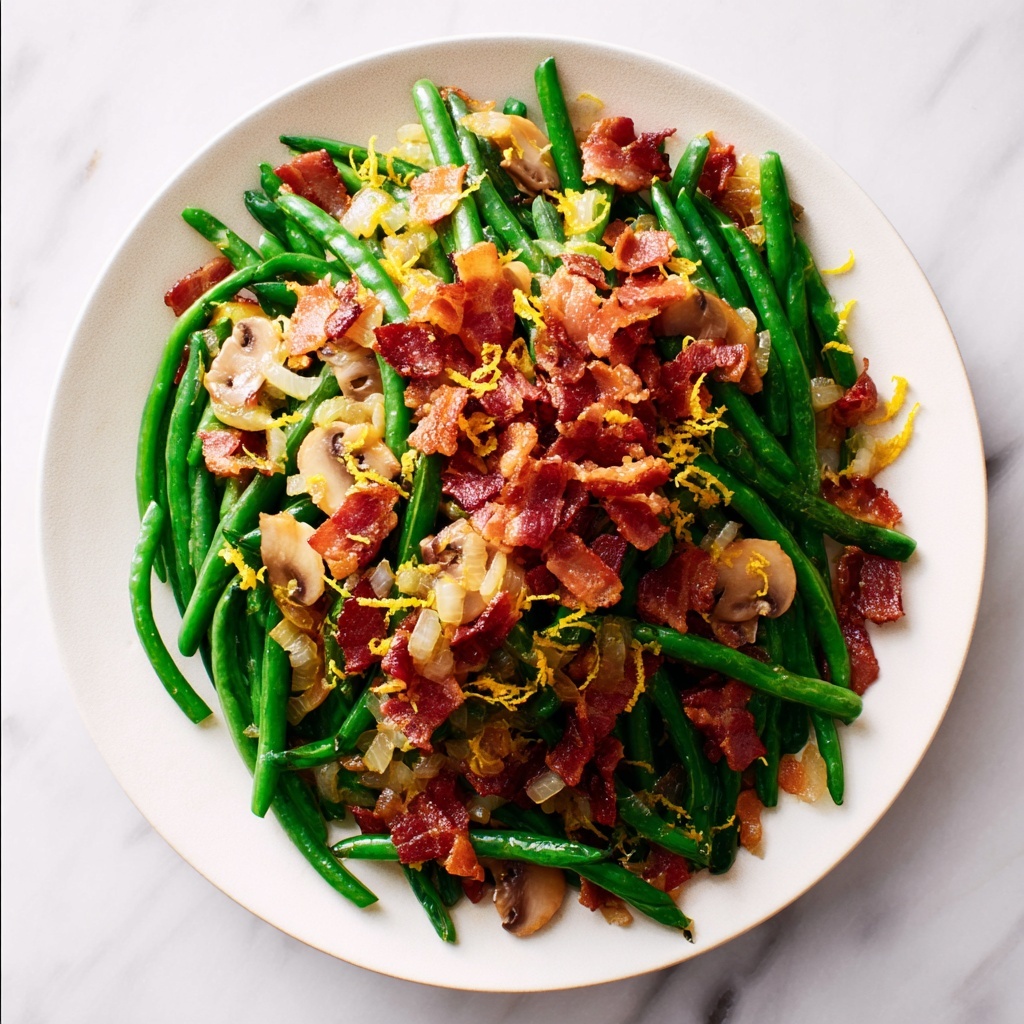 Lemon Almond Green Beans with Crispy Bacon Recipe - Recipe Image