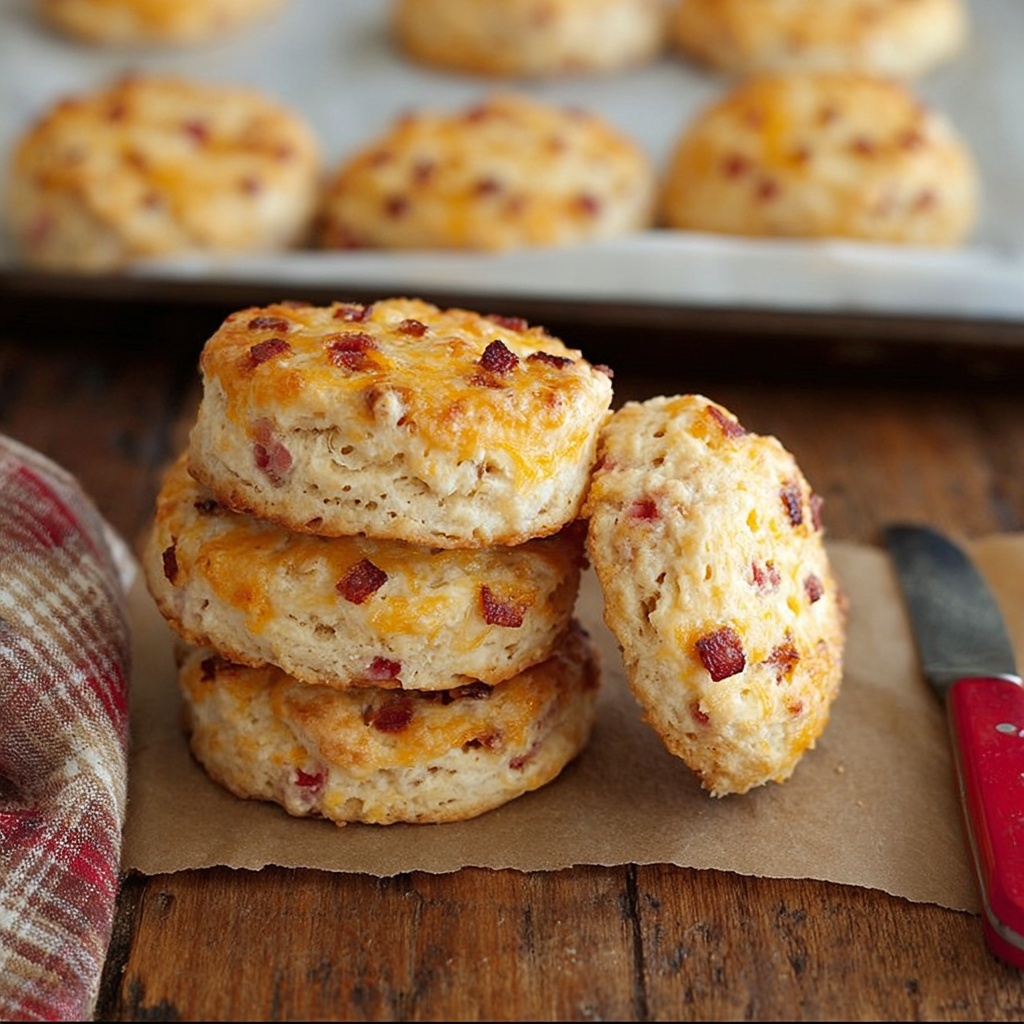 Ham and Cheddar Biscuits Recipe - Recipe Image