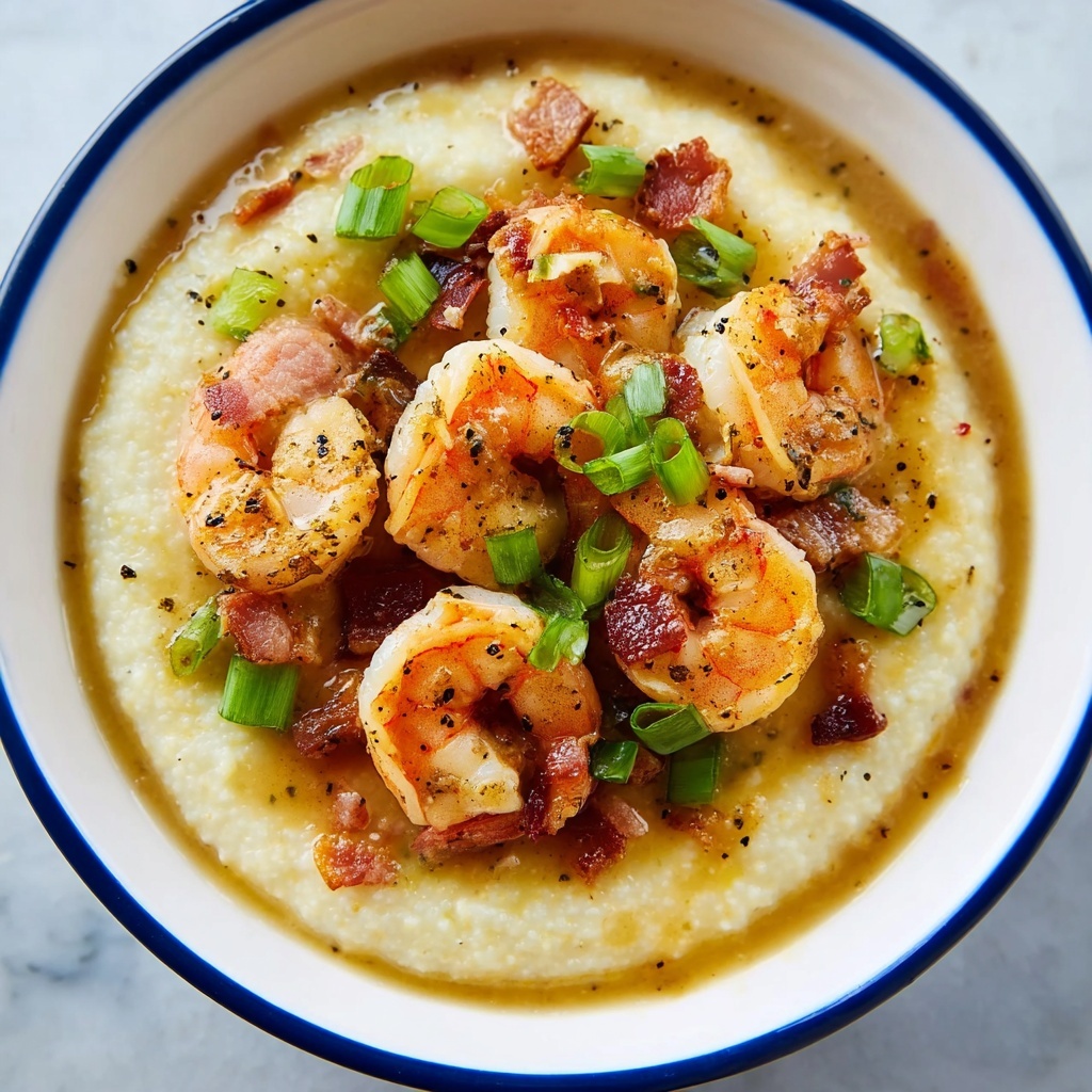 Creamy Shrimp and Grits with Bacon and Green Onions Recipe - Recipe Image