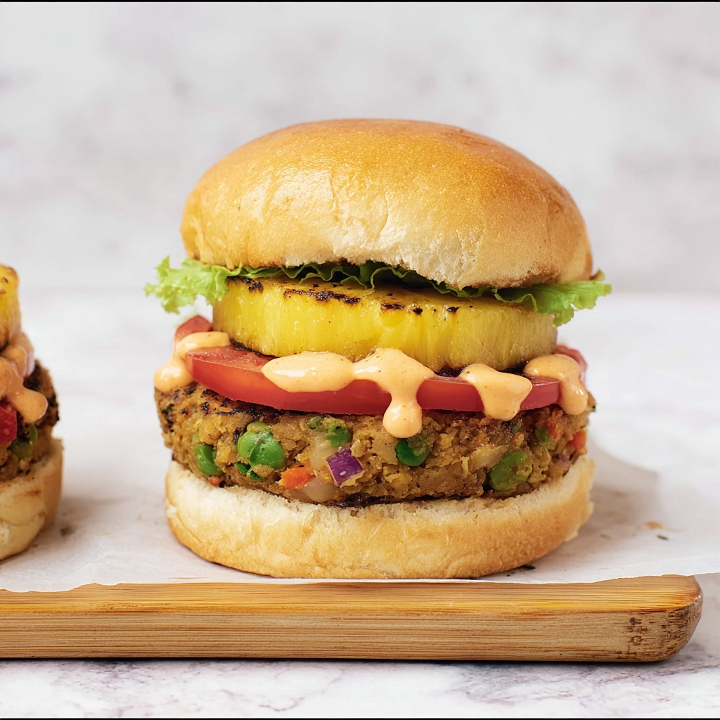 Tropical Burgers with Grilled Pineapple and Teriyaki Sauce Recipe - Recipe Image