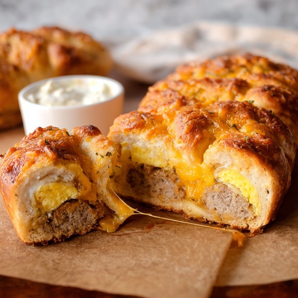 Breakfast Sausage and Egg Stromboli Recipe - Recipe Image