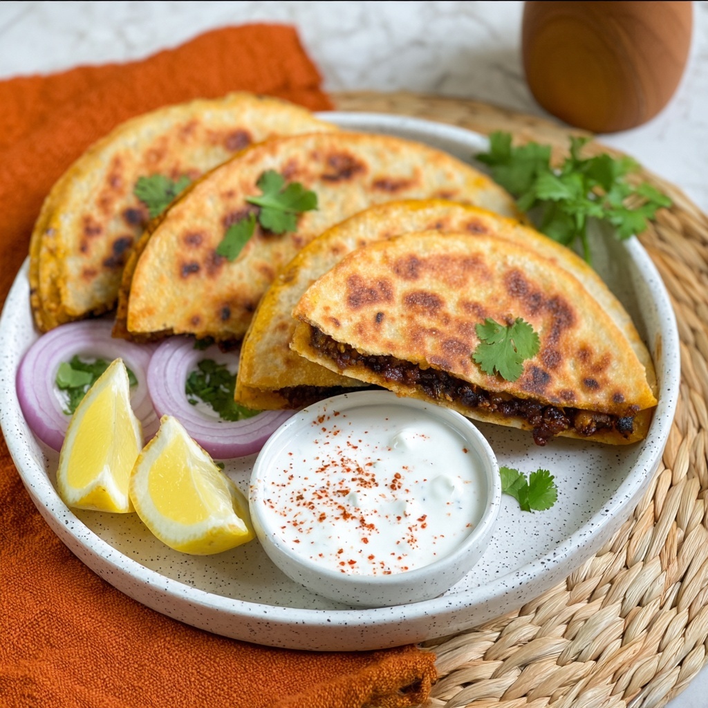 Stuffed Pita (Arayes) with Creamy Garlic-Tahini Dip Recipe - Recipe Image