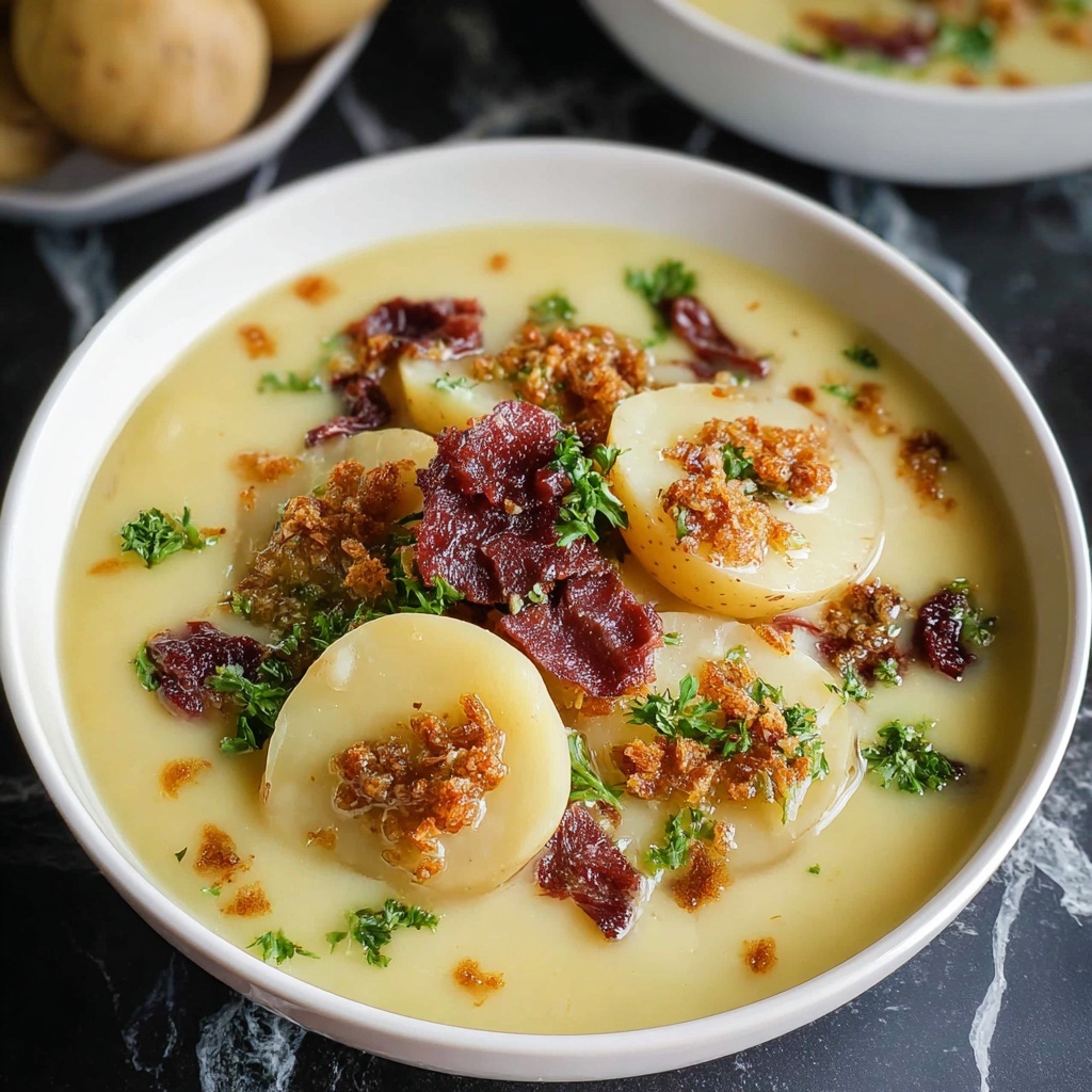 Creamy Loaded Potato Soup with Crispy Beef Ham Recipe - Recipe Image