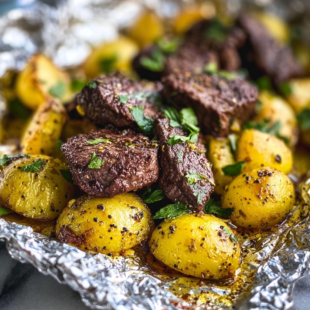 Garlic Steak and Potato Foil Packs Recipe - Recipe Image